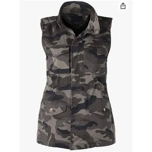 Love Tree Women Sleeveless Safari Military Pocket Cargo Vest, Size Small